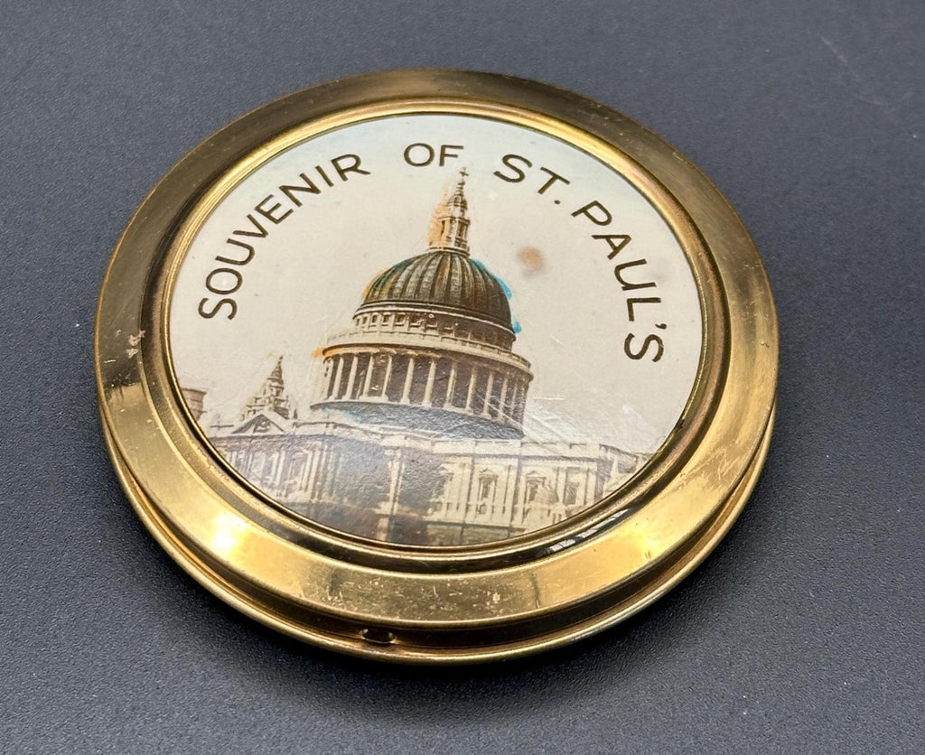 Vintage St Paul's Cathedral Powder Compact: London Souvenir Makeup Mirror