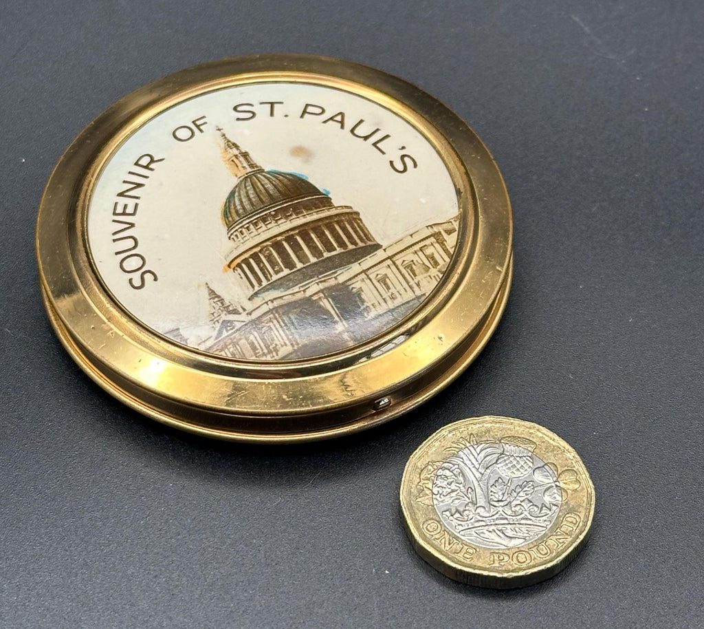 Vintage St Paul's Cathedral Powder Compact: London Souvenir Makeup Mirror
