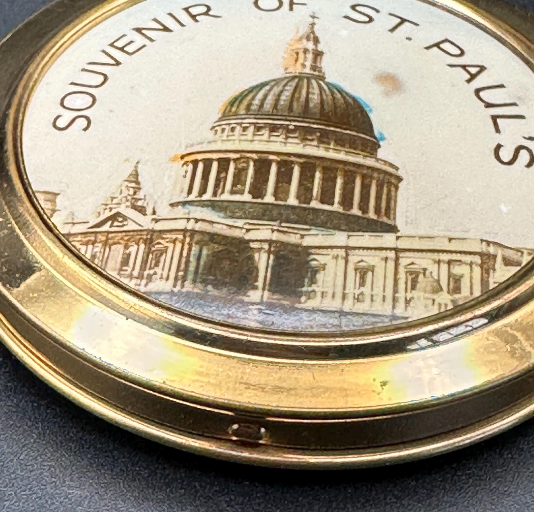 Vintage St Paul's Cathedral Powder Compact: London Souvenir Makeup Mirror