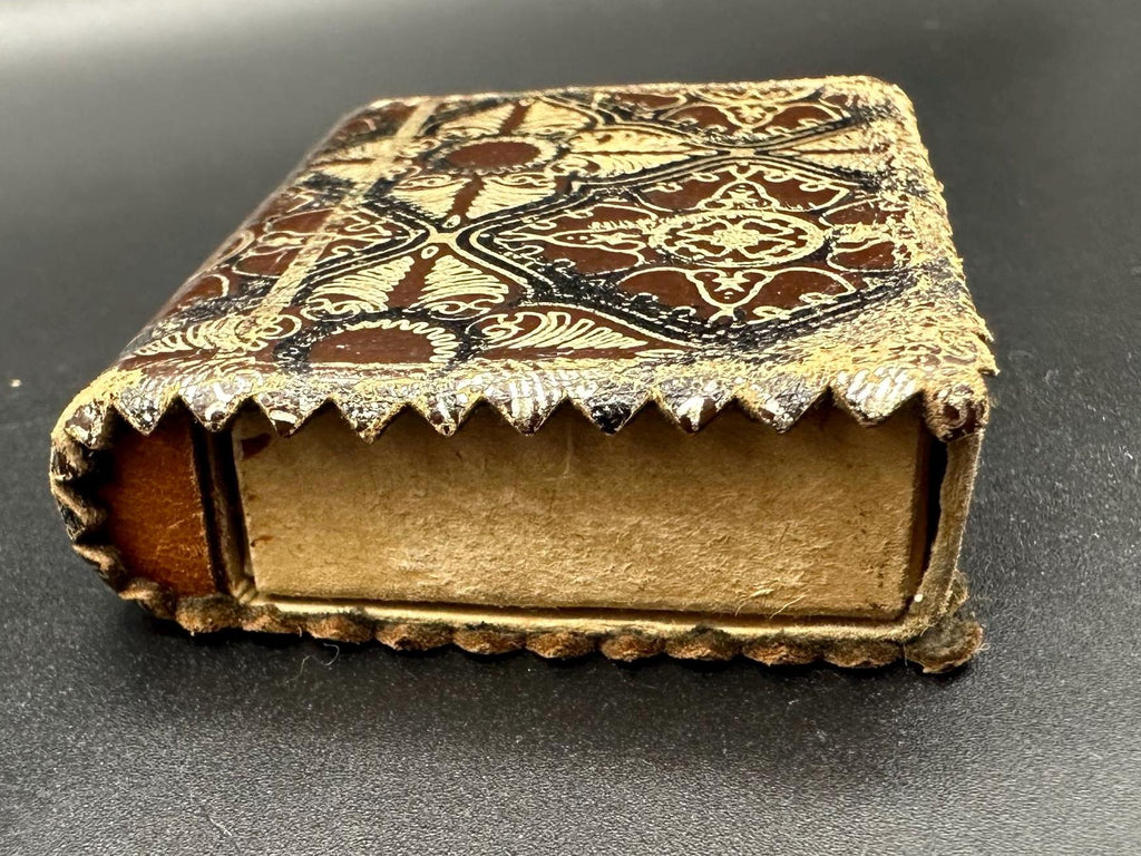 Victorian Embossed Leather Matchbox Holder: Antique Book Design