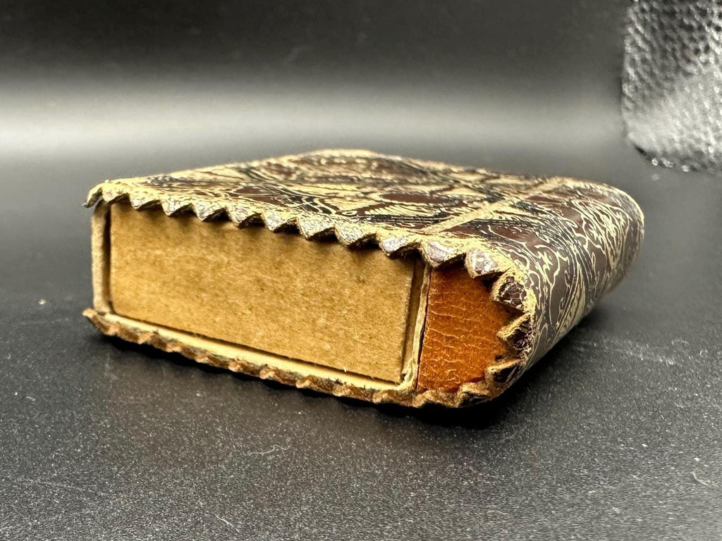 Victorian Embossed Leather Matchbox Holder: Antique Book Design