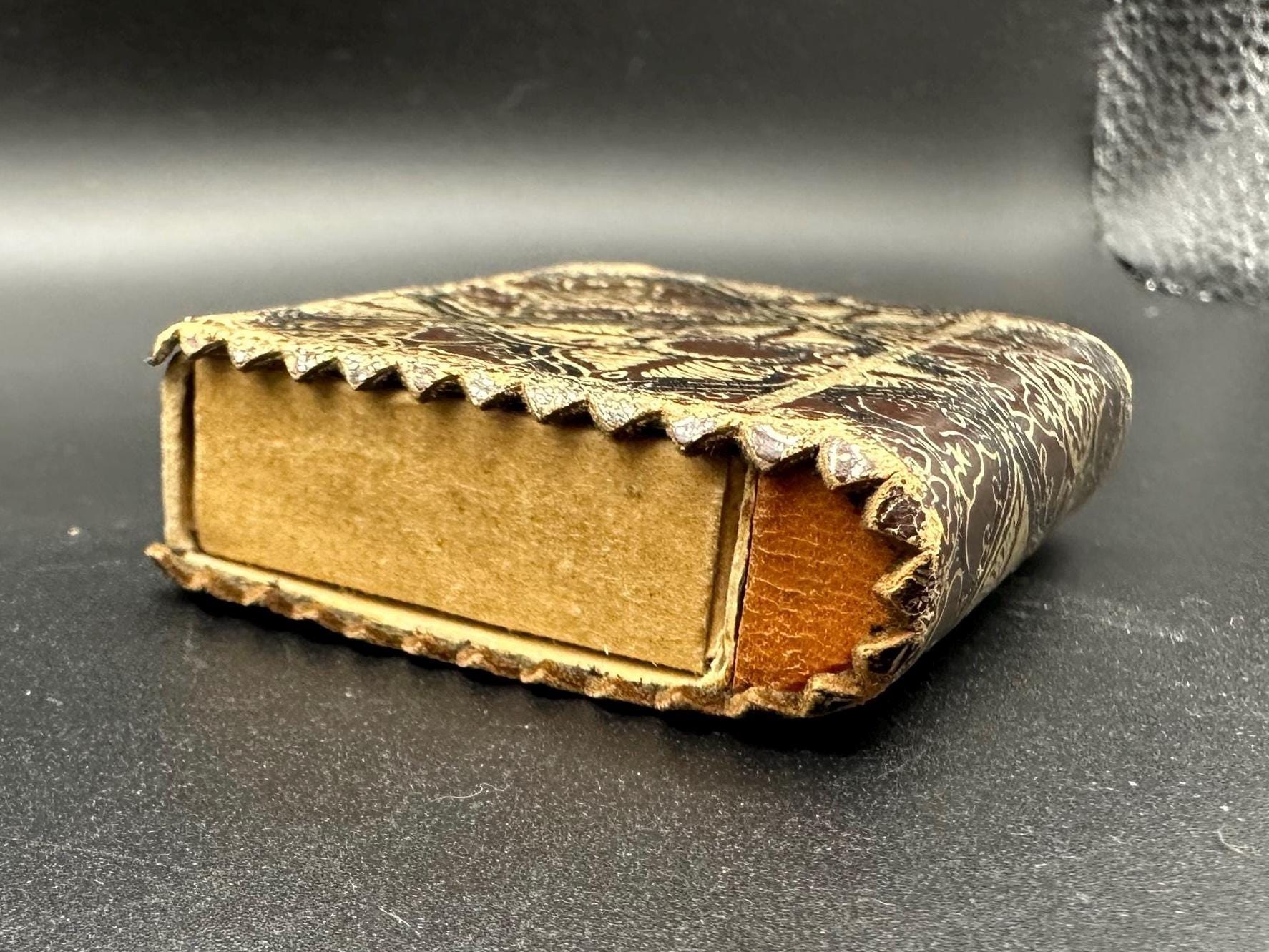 Victorian Embossed Leather Matchbox Holder: Antique Book Design