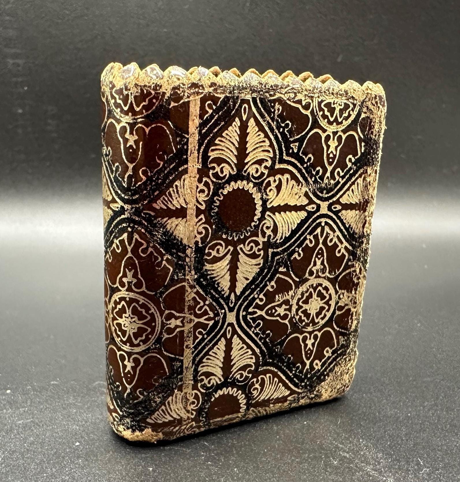 Victorian Embossed Leather Matchbox Holder: Antique Book Design