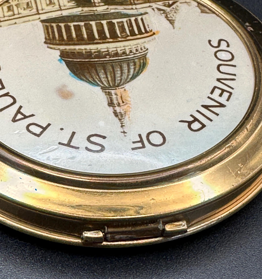 Vintage St Paul's Cathedral Powder Compact: London Souvenir Makeup Mirror