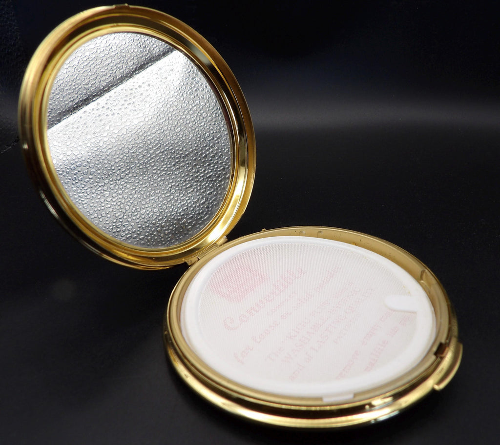 Vintage Kigu Convertible Powder Compact: Gold Guilloché Sunburst Design