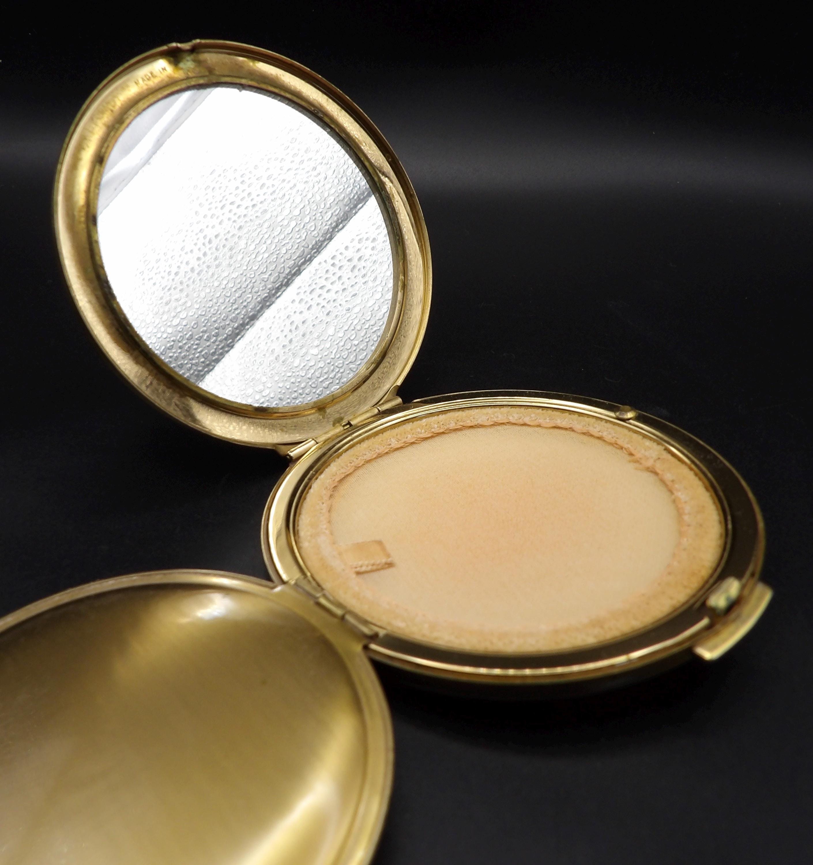 Vintage Stratton Enamel Powder Compact: Flying Ducks Pond Scene, Gold Guilloché