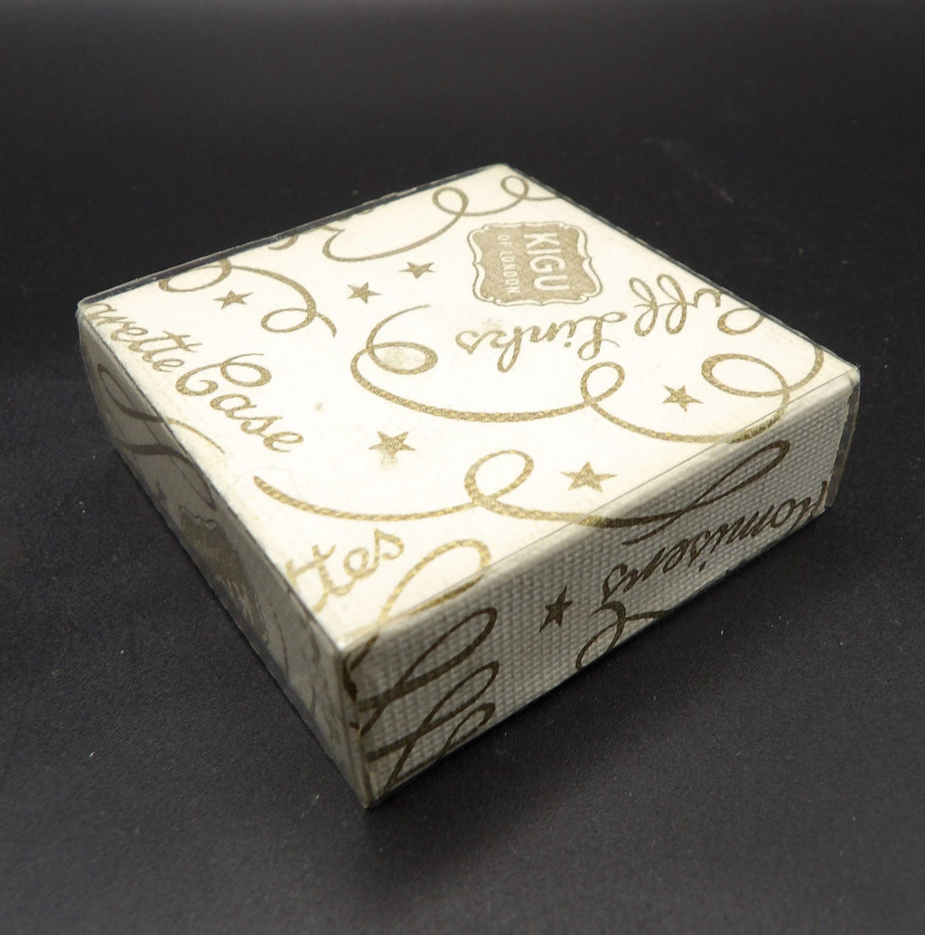 Vintage Kigu Pill Box – Cream Enamel Hummingbird Design, Mirror, Three-Section Divider, Original Box, England