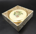 Vintage Kigu Pill Box – Cream Enamel Hummingbird Design, Mirror, Three-Section Divider, Original Box, England