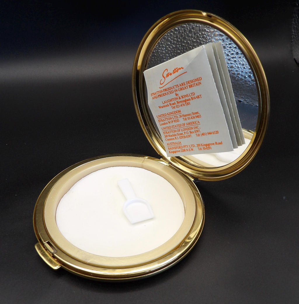 Vintage Stratton Butterfly Powder Compact: Gold-Tone Finish, Original Box