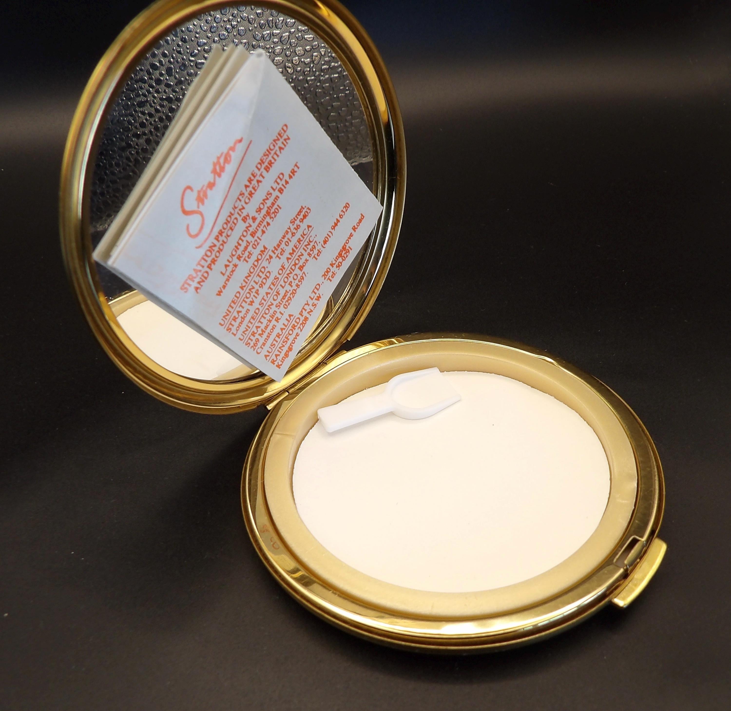 Vintage Stratton Butterfly Powder Compact: Gold-Tone Finish, Original Box