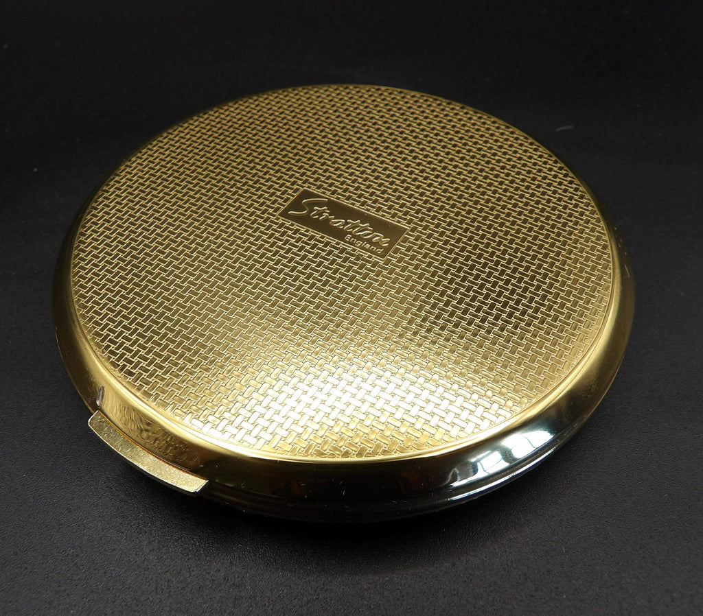 Vintage Stratton Butterfly Powder Compact: Gold-Tone Finish, Original Box