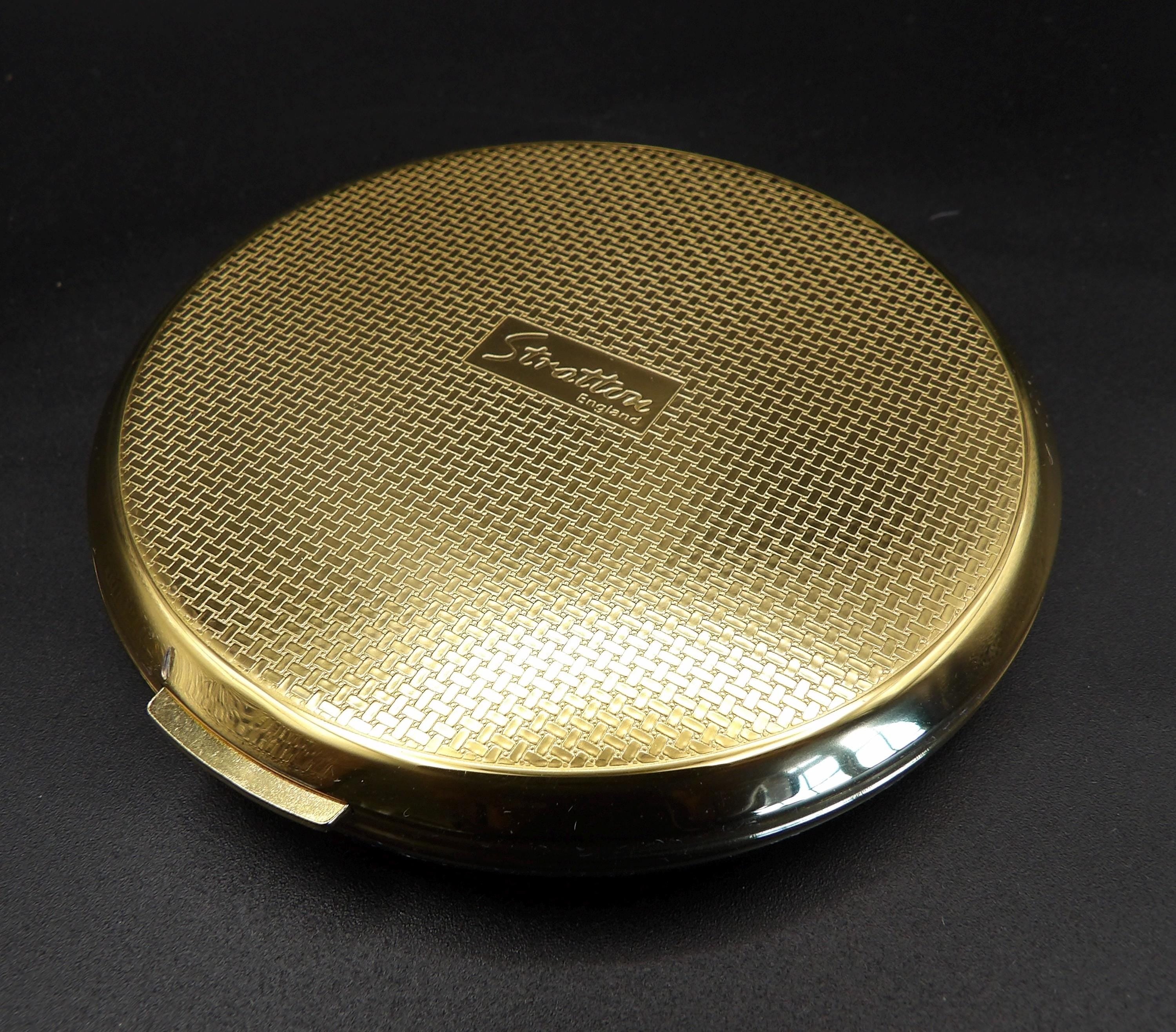 Vintage Stratton Butterfly Powder Compact: Gold-Tone Finish, Original Box