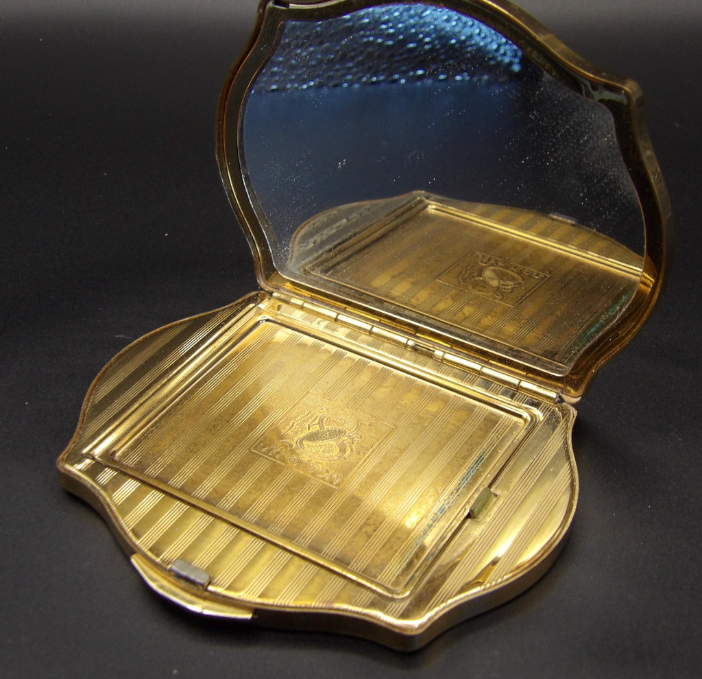 Vintage Stratton Regency Initial Powder Compact - Classic Gold Tone Initials can be changed