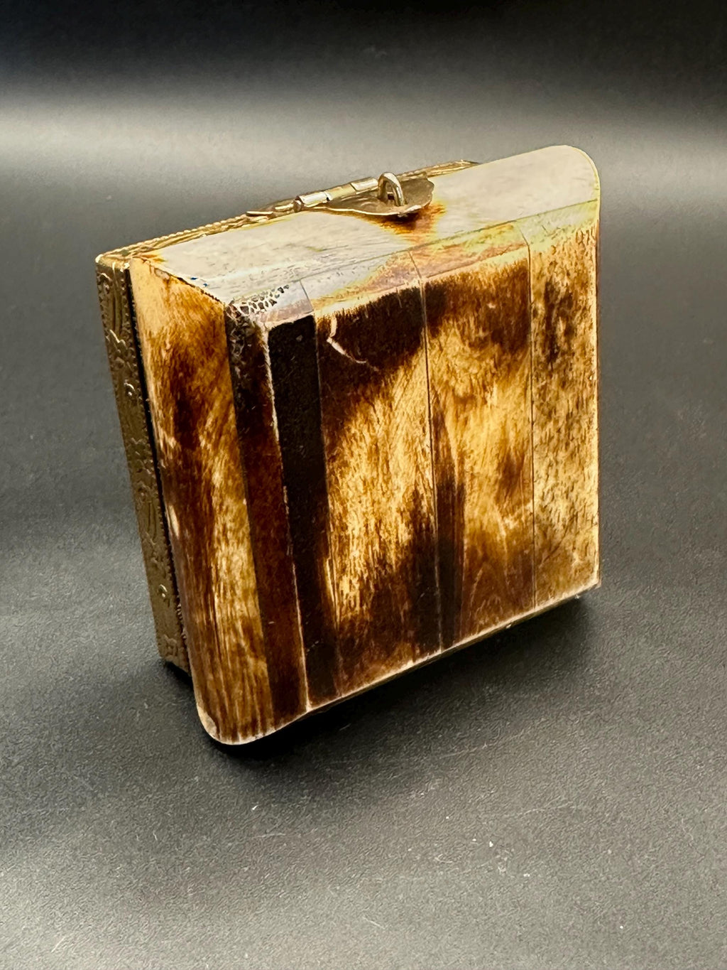 Camel Bone Trinket Box: Brass Inlay, Velvet Lining, Ethically Sourced