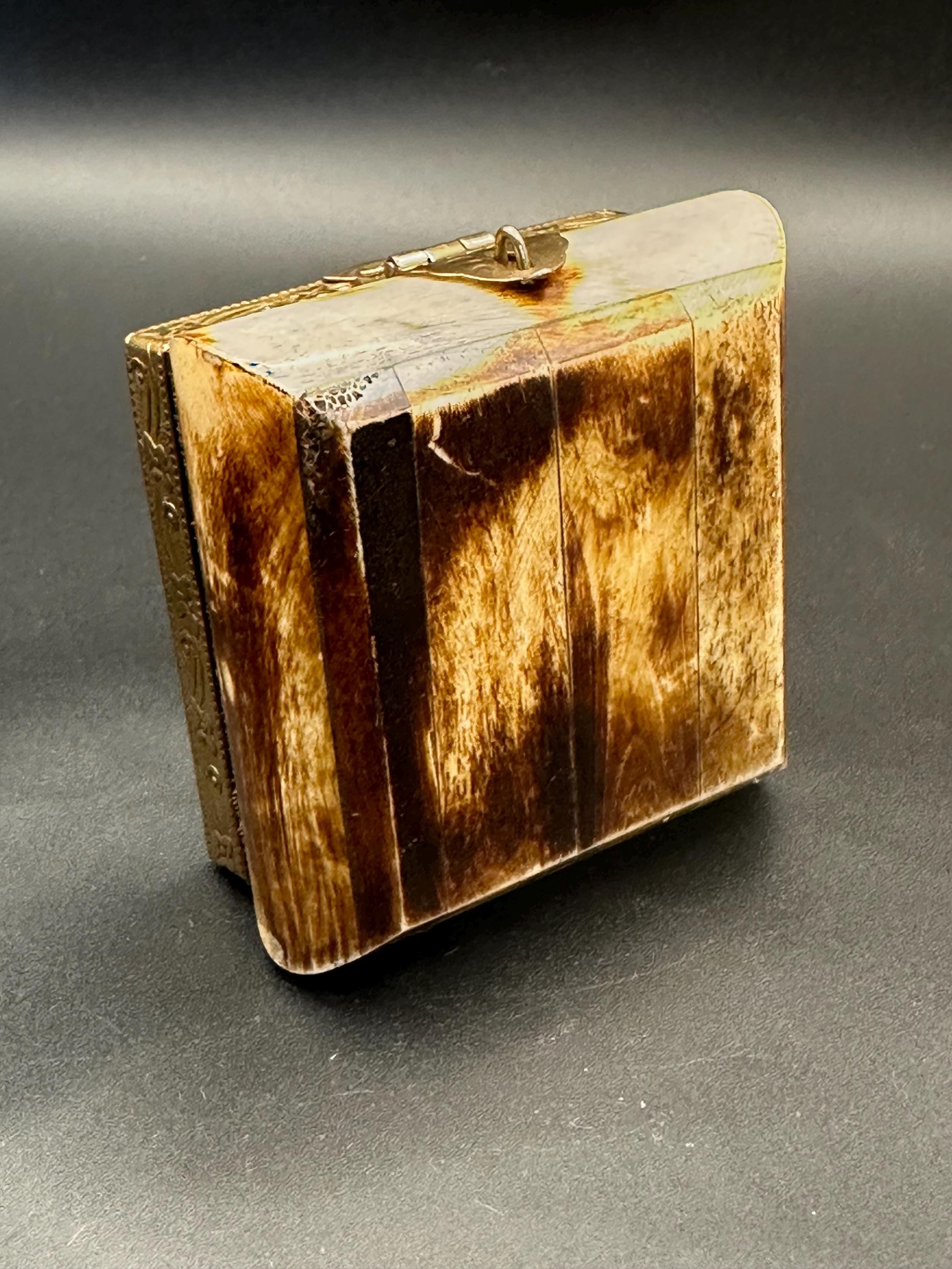 Camel Bone Trinket Box: Brass Inlay, Velvet Lining, Ethically Sourced