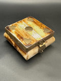 Camel Bone Trinket Box: Brass Inlay, Velvet Lining, Ethically Sourced