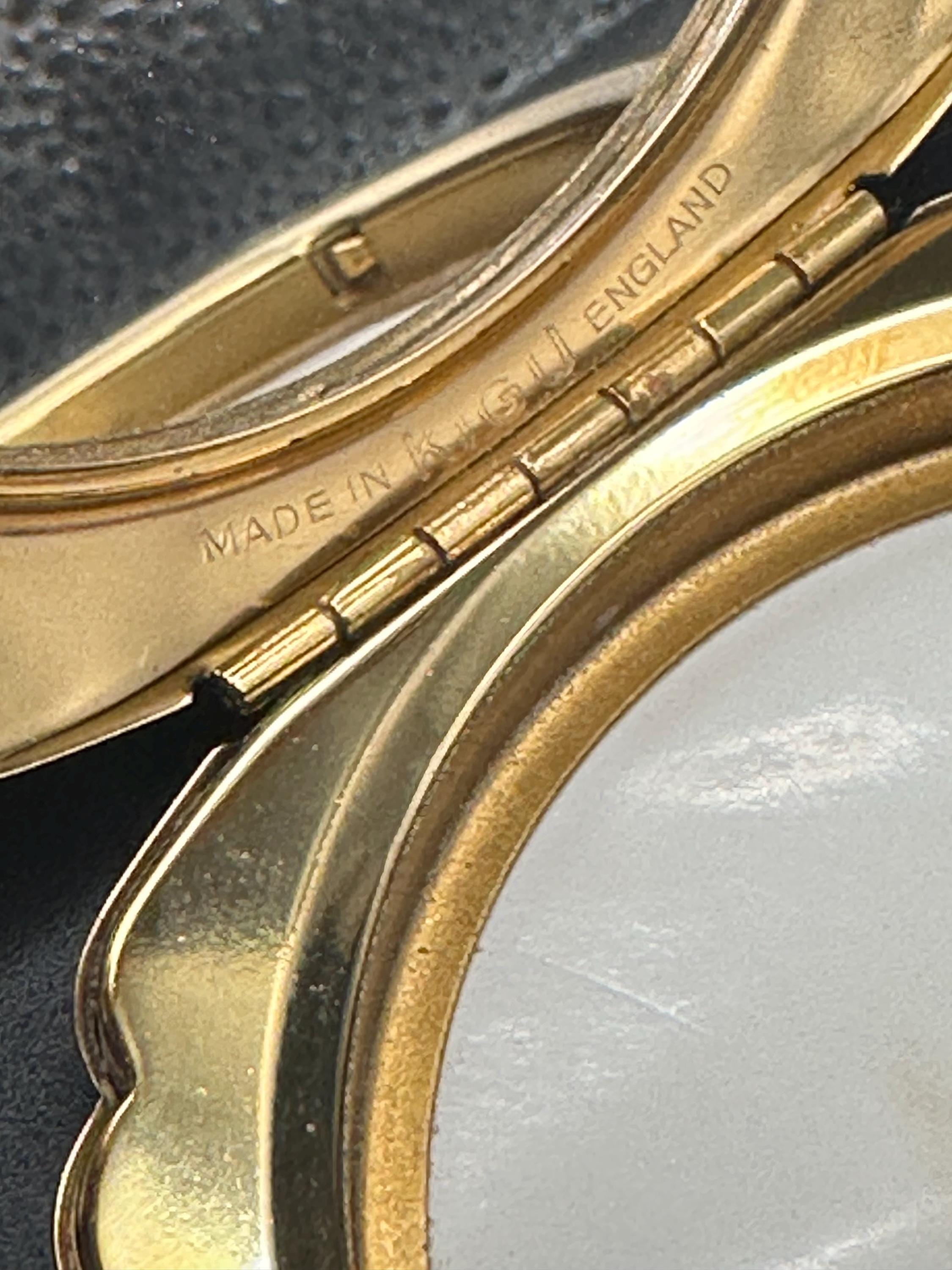Vintage Kigu Powder Compact: Gold Guilloché Starburst, Original Pouch