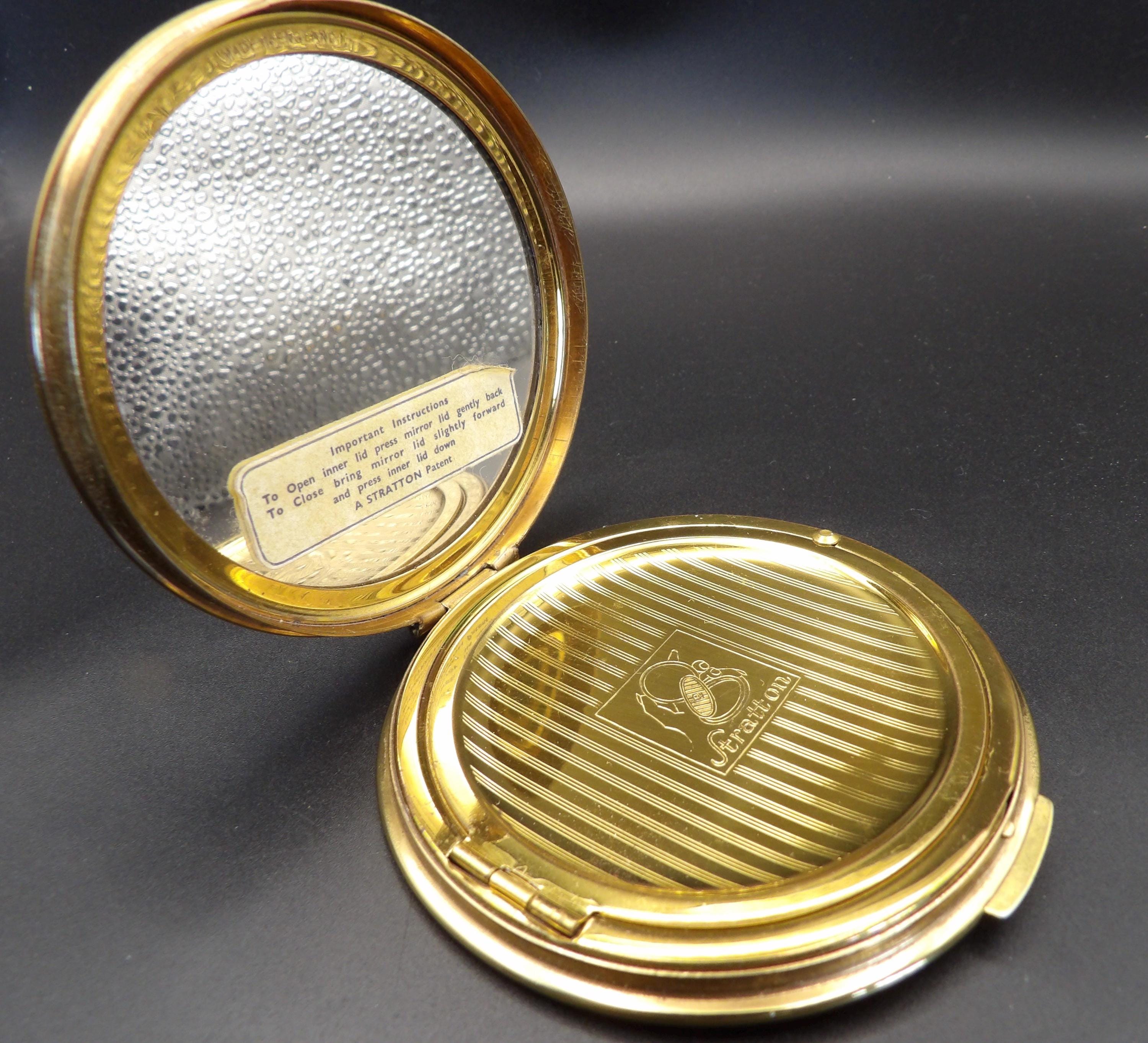 Classic Stratton Gold Guilloché Powder Compact – Original Instructions, Mid-Century British