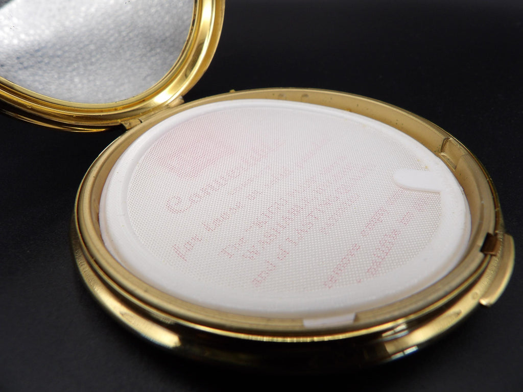 Vintage Kigu Convertible Powder Compact: Gold Guilloché Sunburst Design