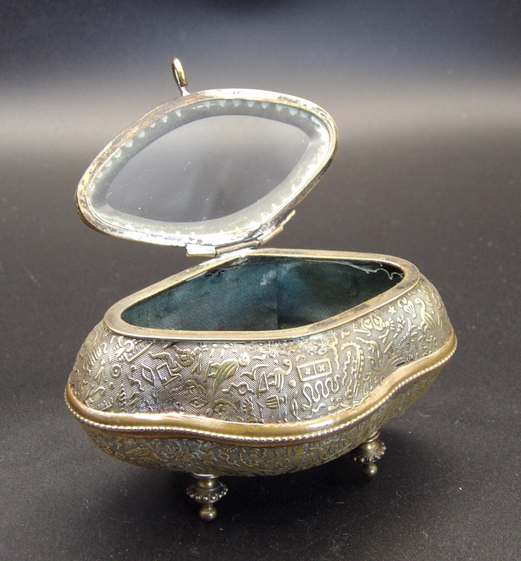 Exquisite 19th Century French Egyptian Revival Gilt Ormolu Vitrine Jewellery Casket Trinket Box