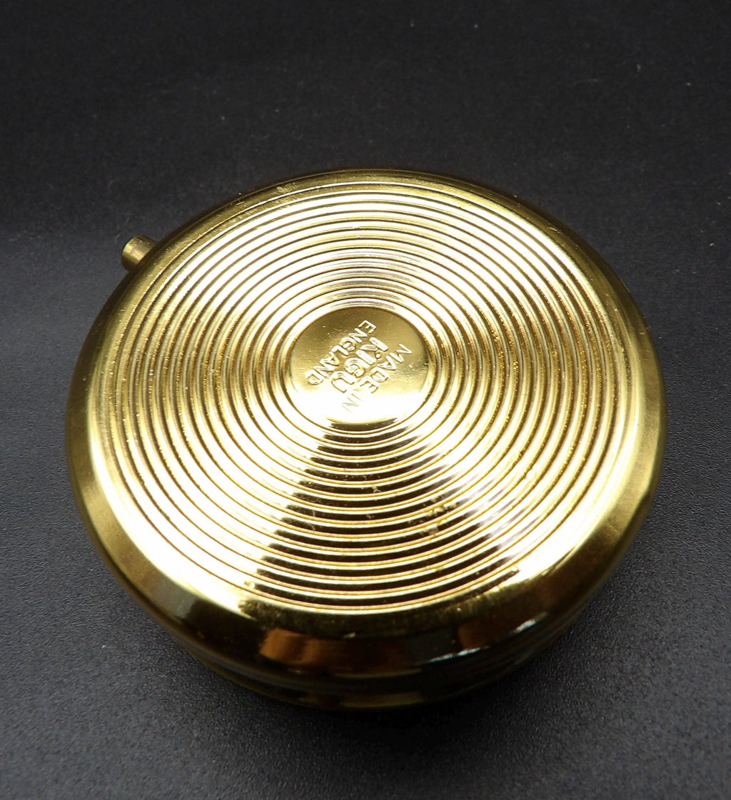 Vintage Kigu Pill Box – Cream Enamel Hummingbird Design, Mirror, Three-Section Divider, Original Box, England