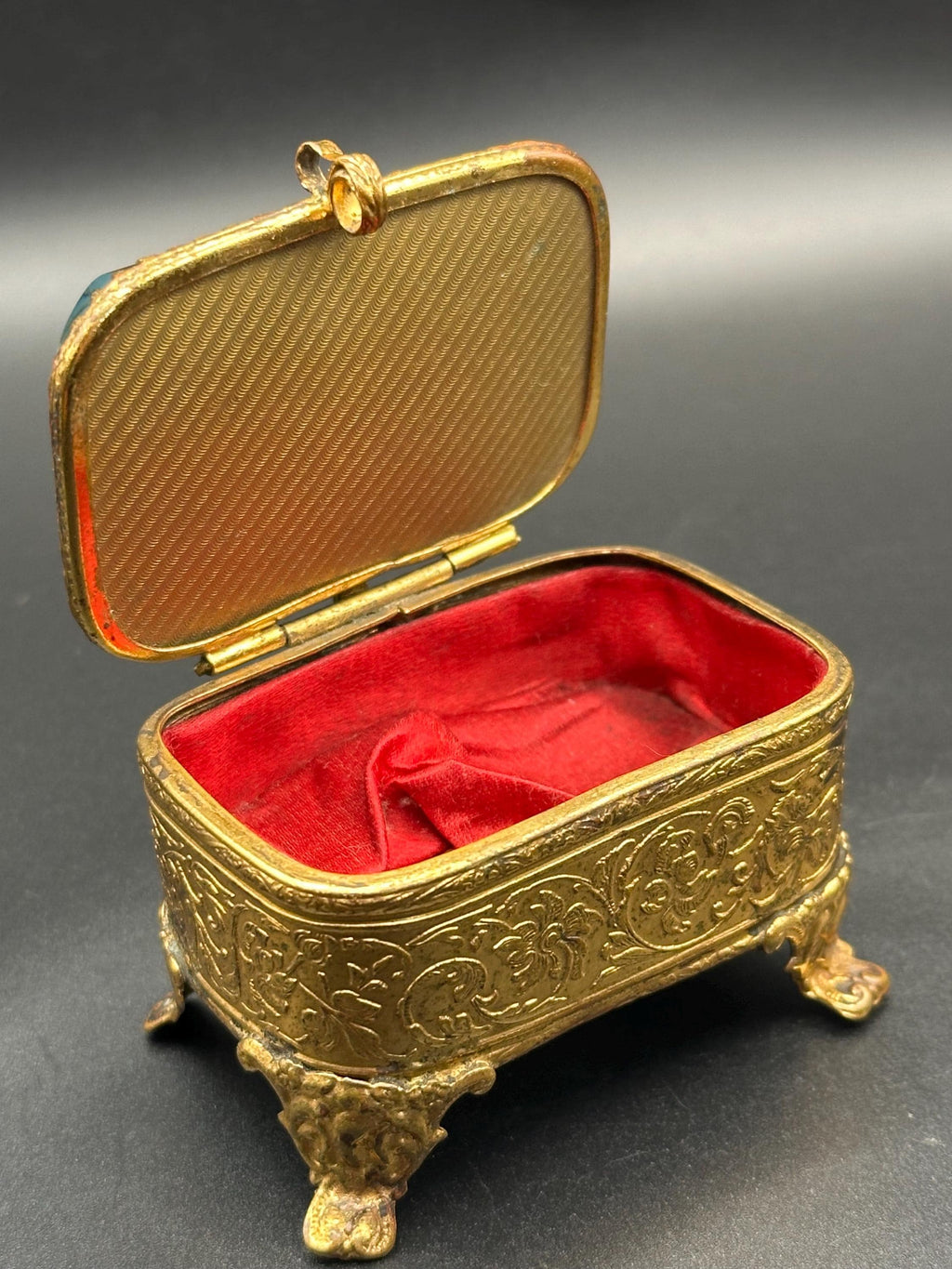 Antique French Ormolu Jewellery Casket: Églomisé Le Havre Port Scene Trinket Box