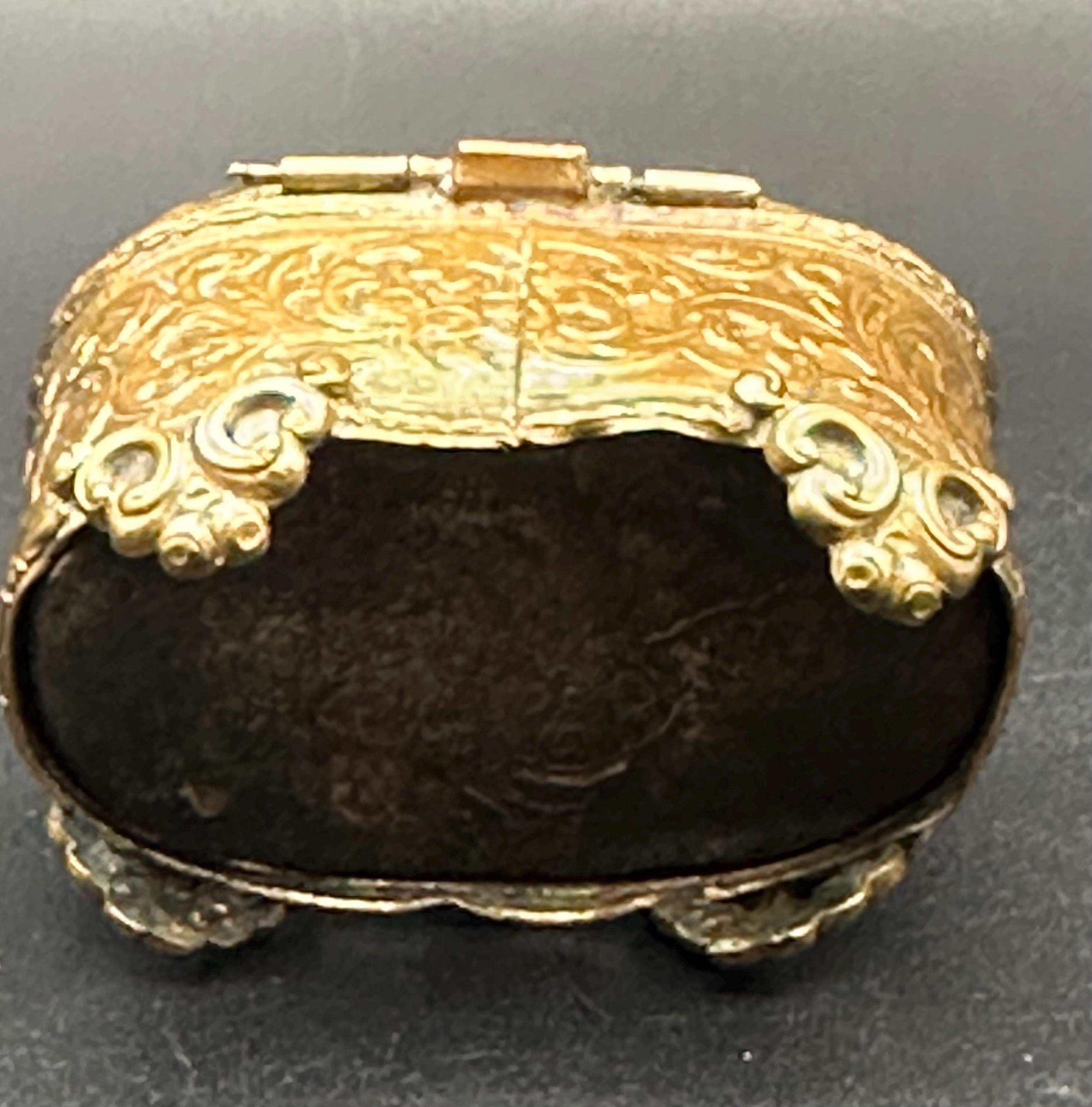 Antique French Ormolu Jewellery Casket: Bevelled Glass Lid, Trinket Box