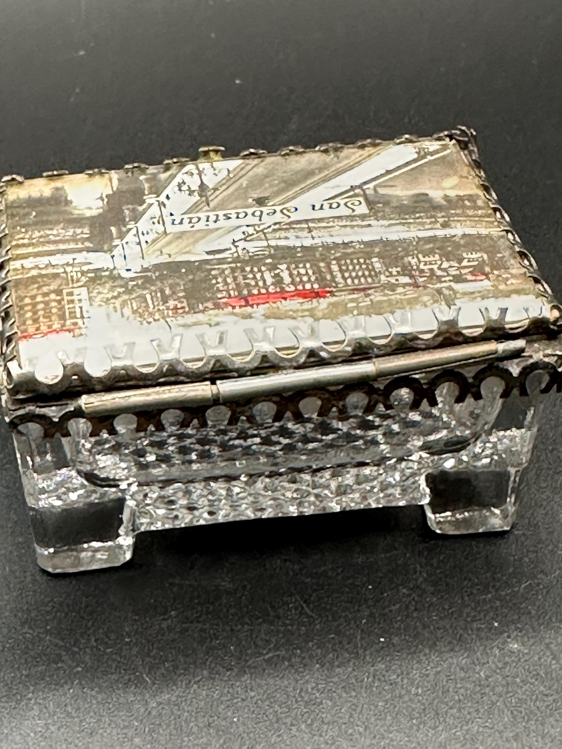 Antique Pressed Glass Jewellery Casket: San Sebastián Postcard Lid, Trinket Box