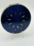 Vintage Stratton Powder Compact: Navy Enamel Sunburst, Made in England