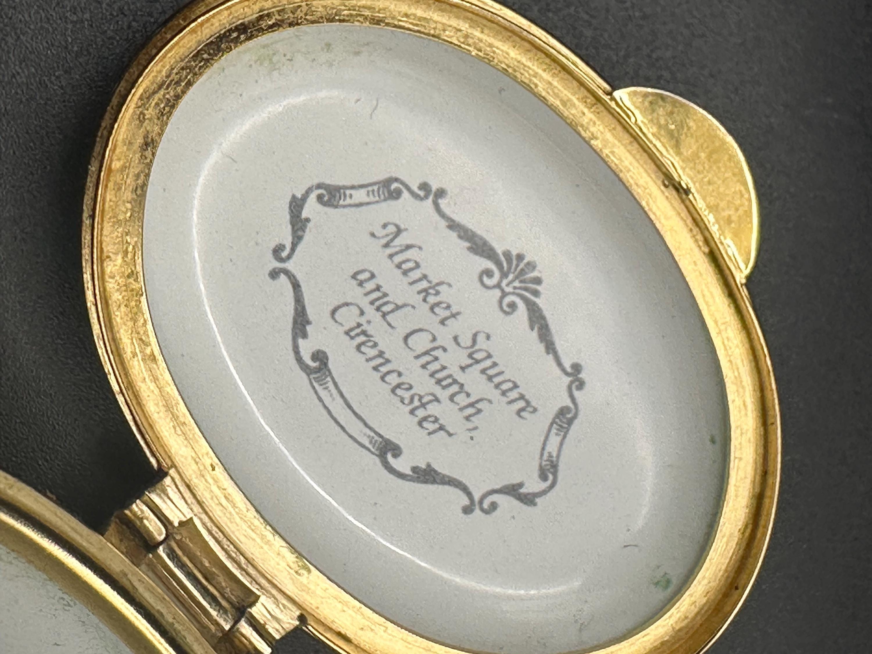 Staffordshire Enamels Trinket Pot – Market Square and Church, Cirencester – English Enamel Box