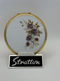 Vintage Stratton Powder Compact: Gold Tone, Floral Enamel Lid