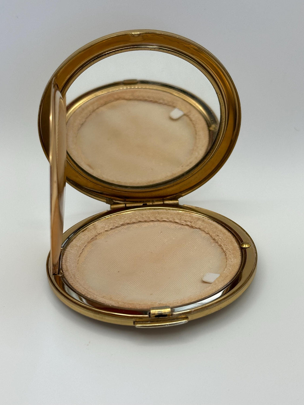 Vintage Stratton Powder Compact Gold-Tone Pink Floral Enamel Lid, Made in England