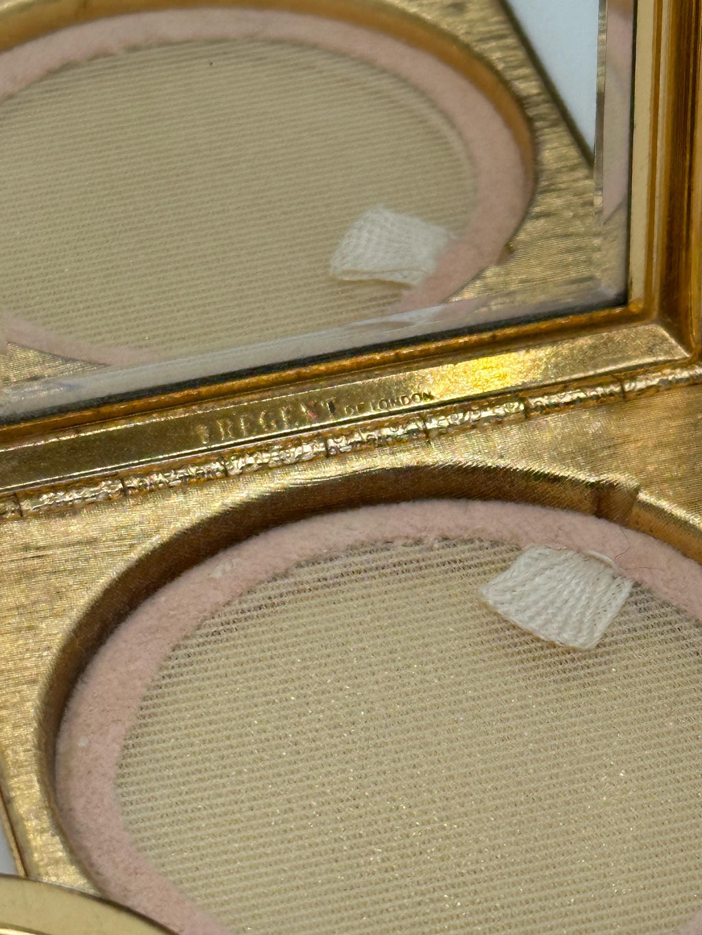 Mint Regent of London Petit-Point Powder Compact: 1950s Gold Vanity, Boxed