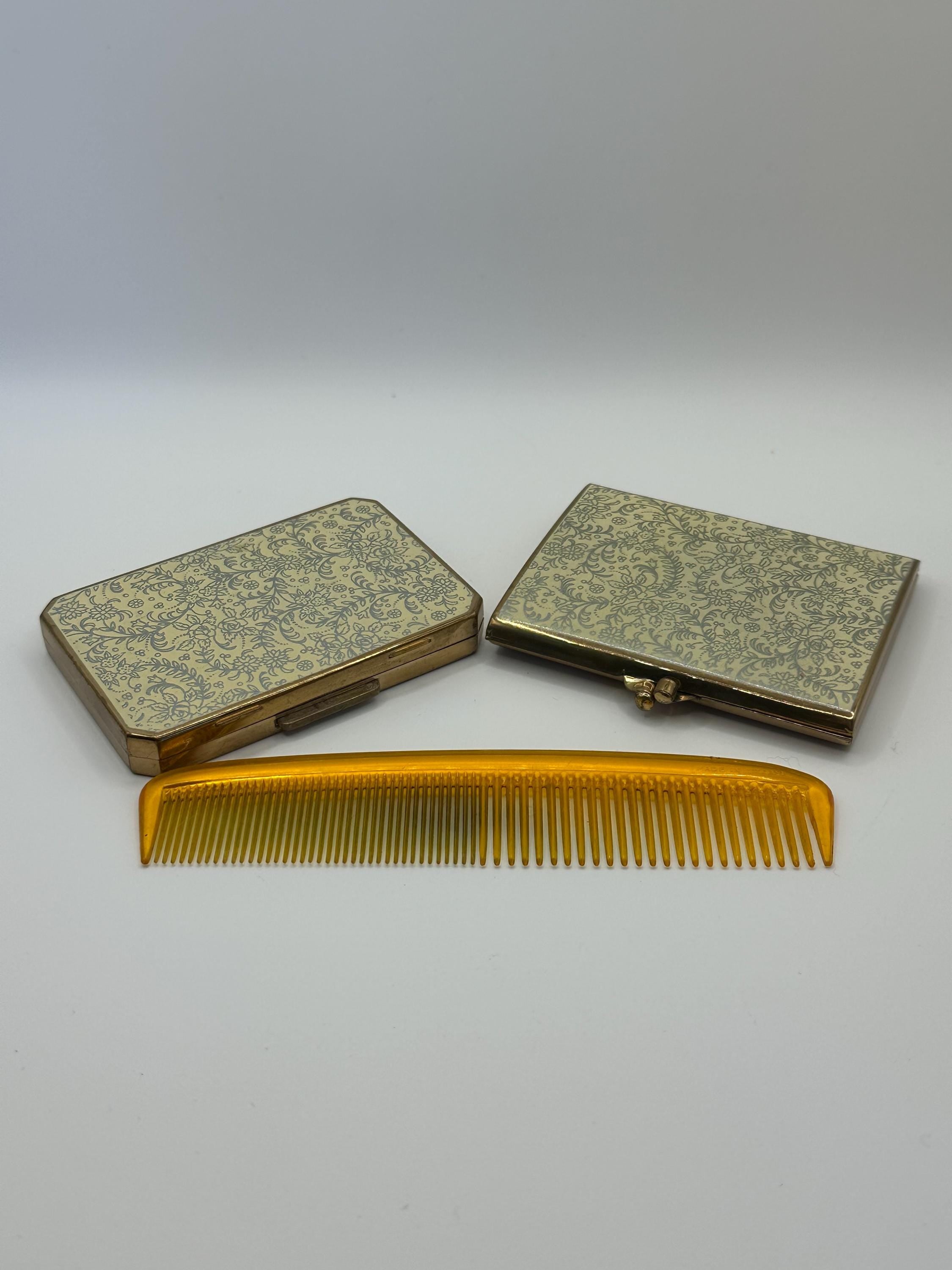Vintage Stratton Evening Bag Set: Art Deco Floral Vanity Case, England