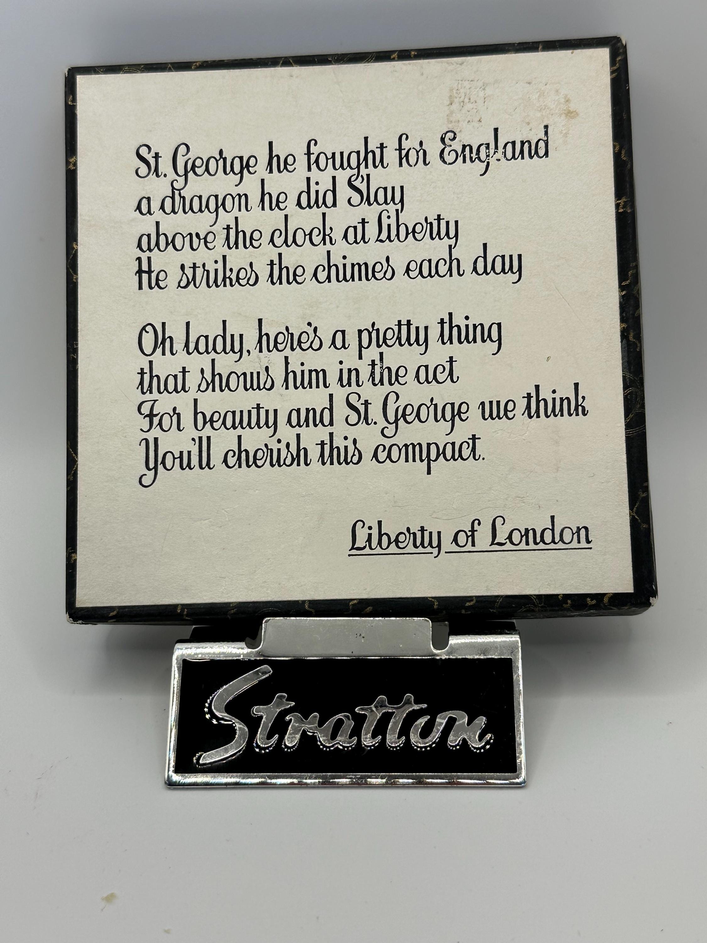 Vintage Liberty of London Stratton Powder Compact: St George Clock, Original Box