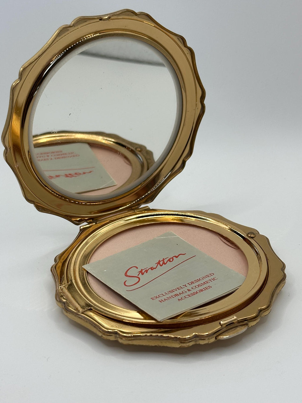 Vintage Stratton QE2 Powder Compact - Gold-Tone Enamel, Boxed, c.1970s