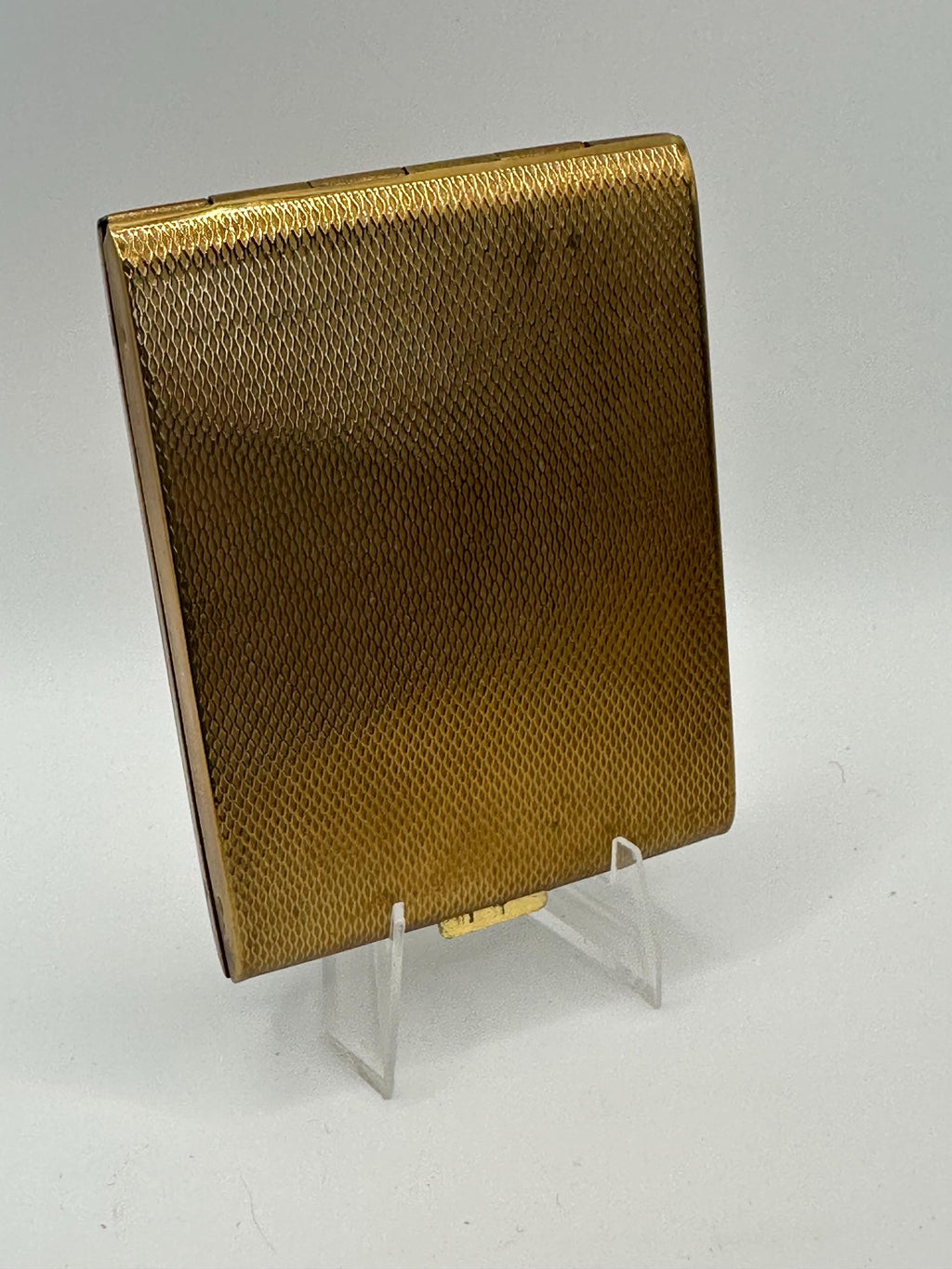 Vintage Zenette Powder Compact – Gold Tone Textured, Rectangular, Made in England (8 x 6cm)