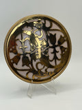 Vintage Art Deco Style Powder Compact – Gold Tone Filigree, Pink Enamel
