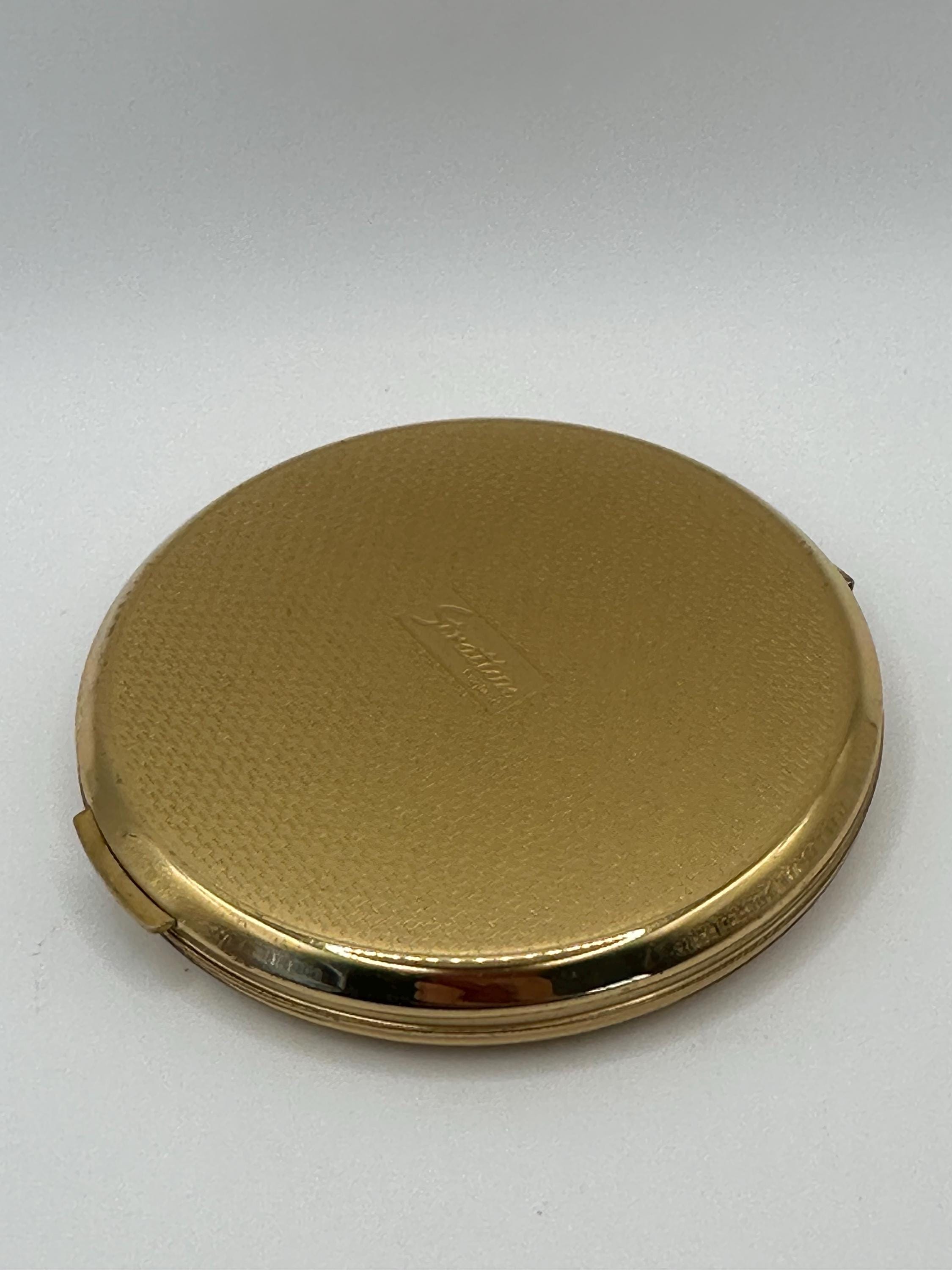 Vintage Stratton Powder Compact – 7cm – Porcelain Rose & Butterfly Design