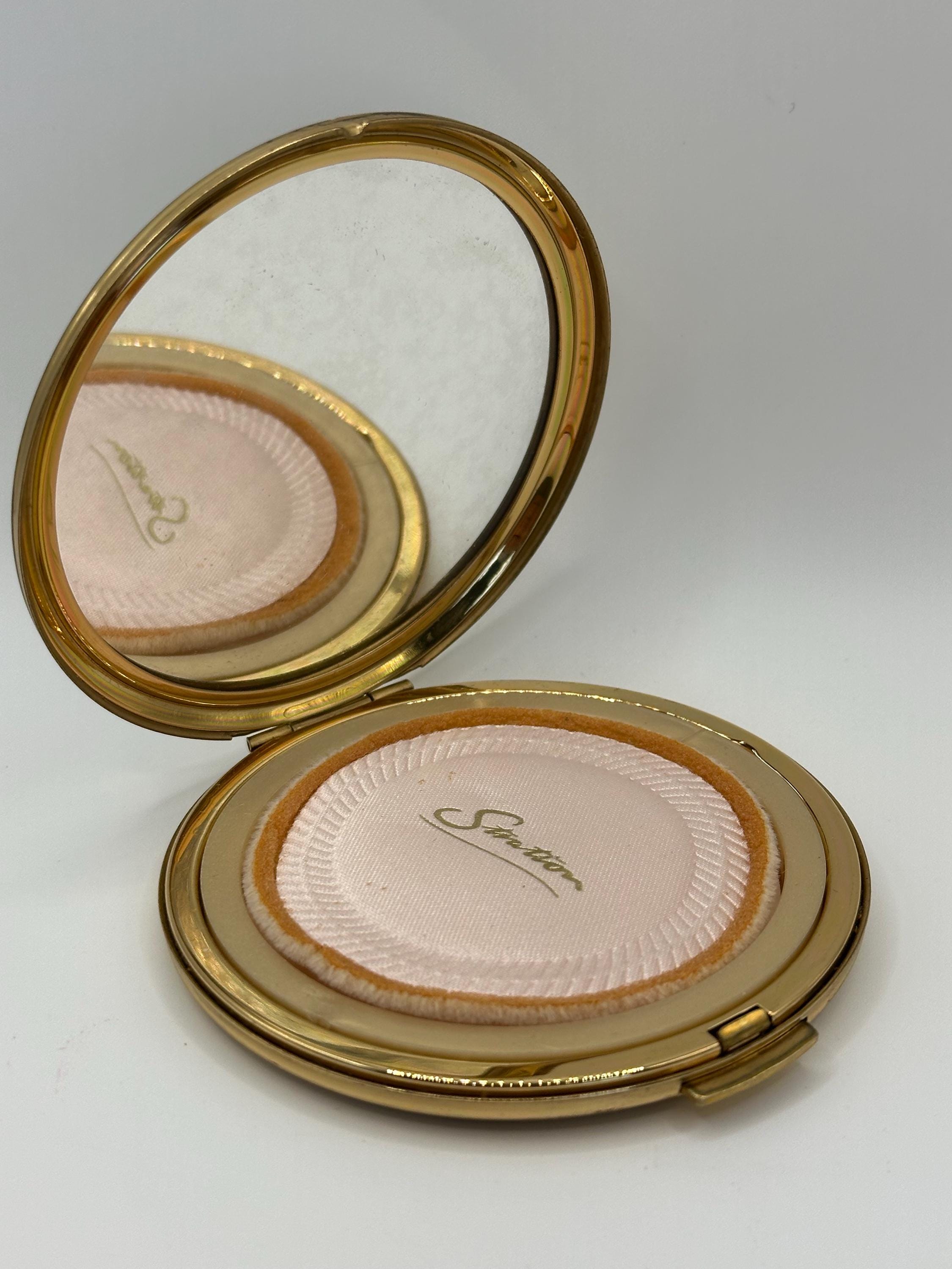Vintage Stratton Powder Compact – 7cm – Porcelain Rose & Butterfly Design