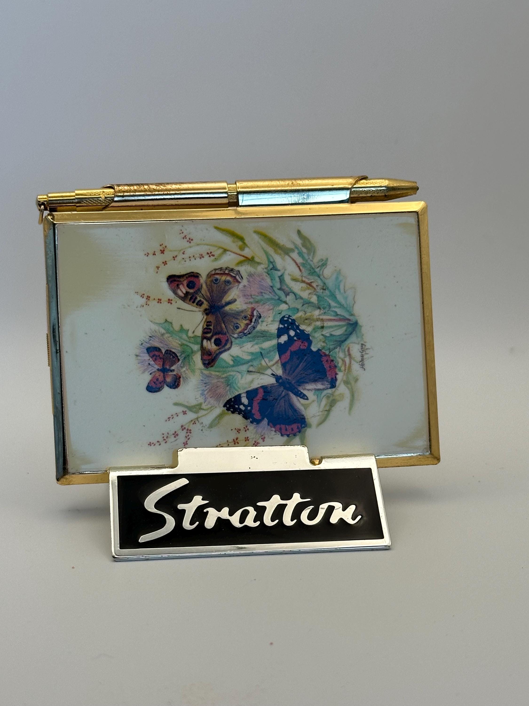 Vintage Stratton Handbag Notebook – Butterfly & Floral Design with Original Pen