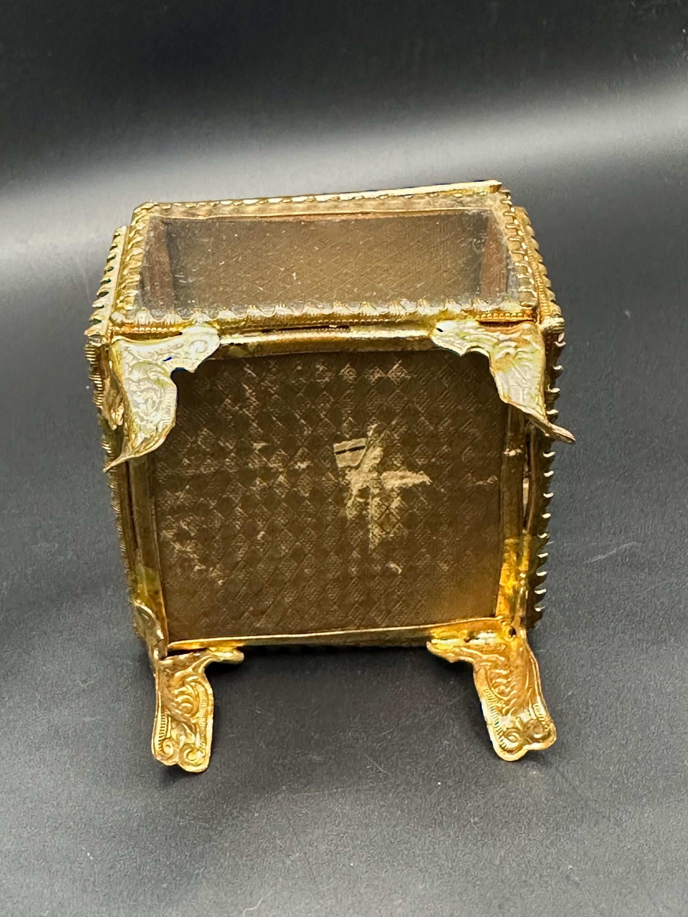 Antique Ormolu Jewellery Casket: Ostende Postcard Lid, Trinket Box (c. 1900-1915)