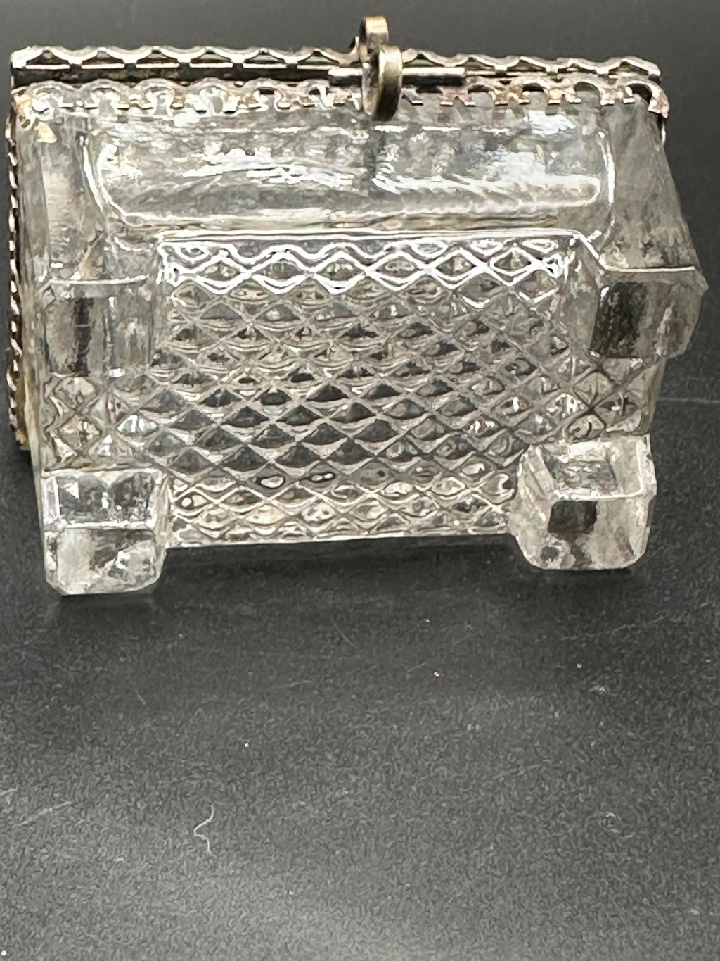 Antique Pressed Glass Jewellery Casket: San Sebastián Postcard Lid, Trinket Box