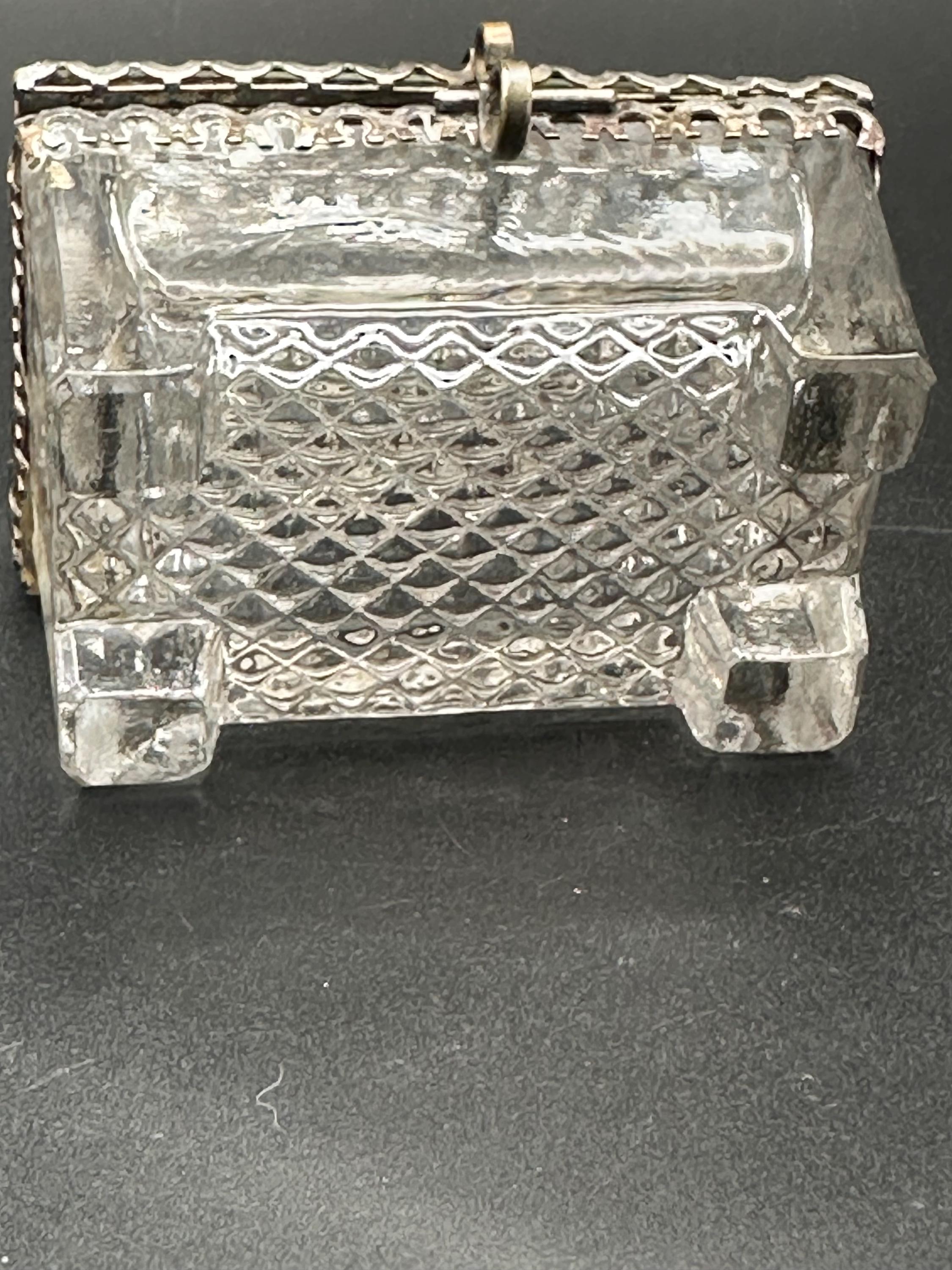 Antique Pressed Glass Jewellery Casket: San Sebastián Postcard Lid, Trinket Box