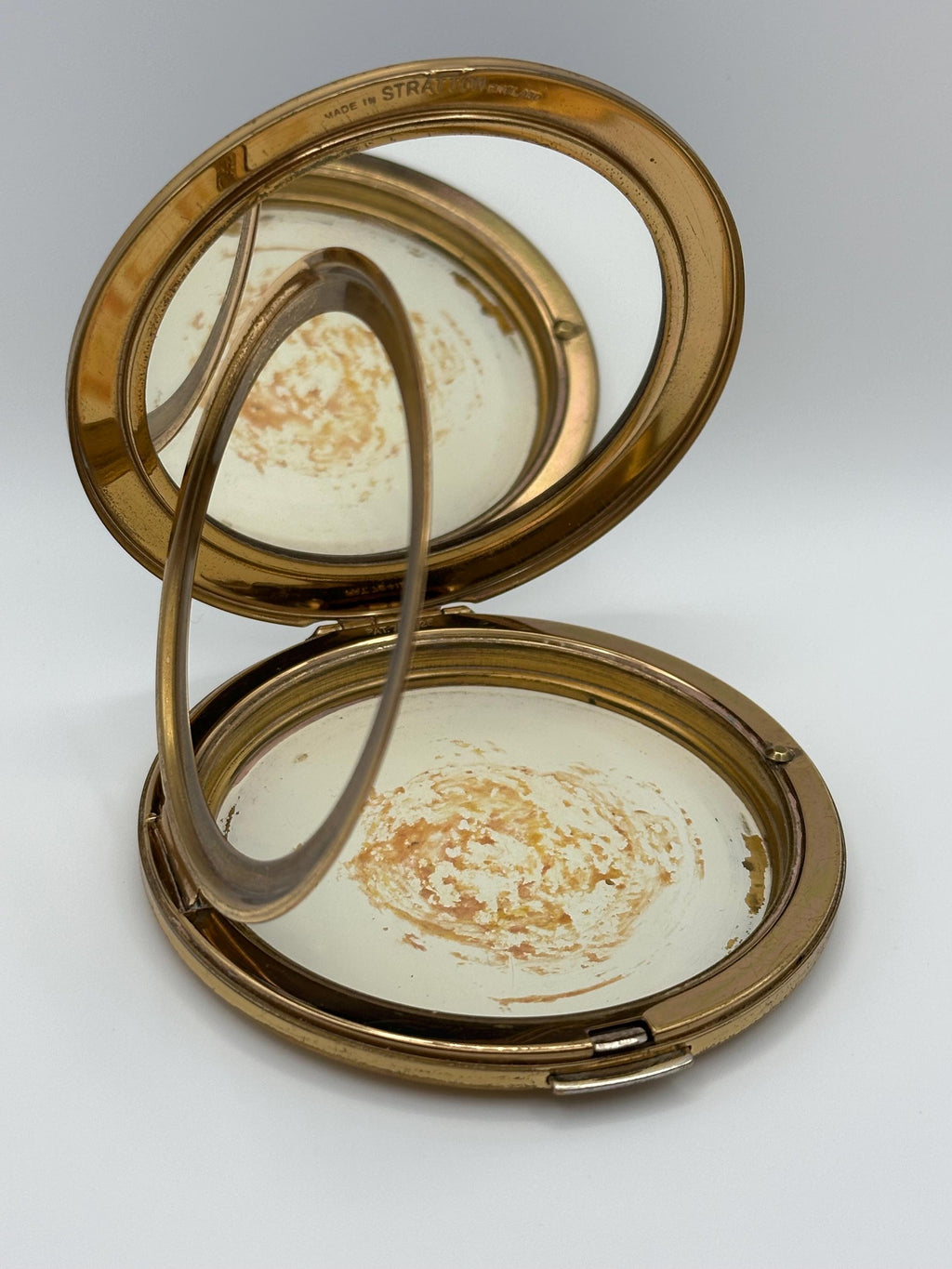 Vintage Stratton Powder Compact: Navy Enamel Sunburst, Made in England