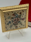 Mint Regent of London Petit-Point Powder Compact: 1950s Gold Vanity, Boxed