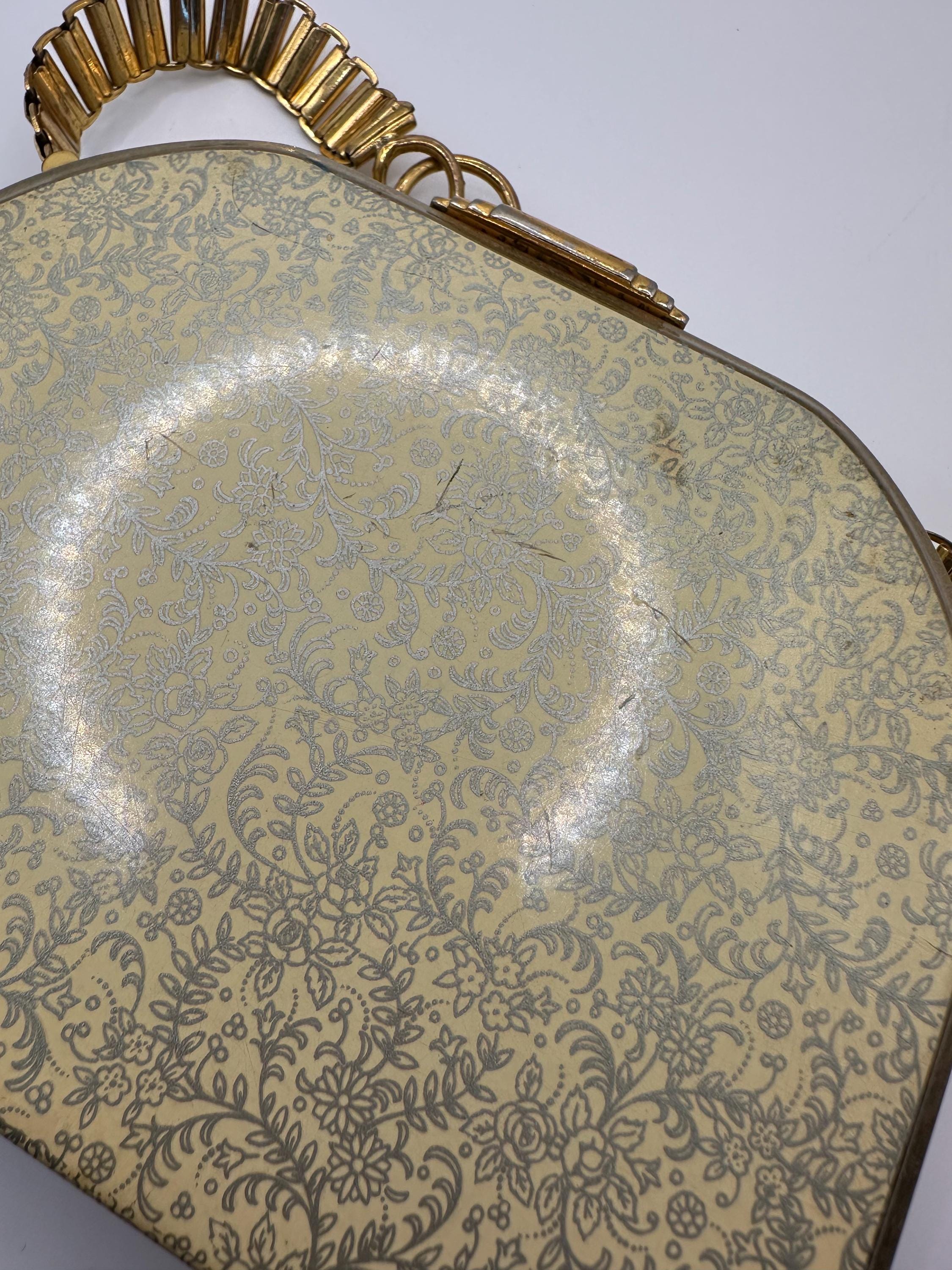 Vintage Stratton Evening Bag Set: Art Deco Floral Vanity Case, England