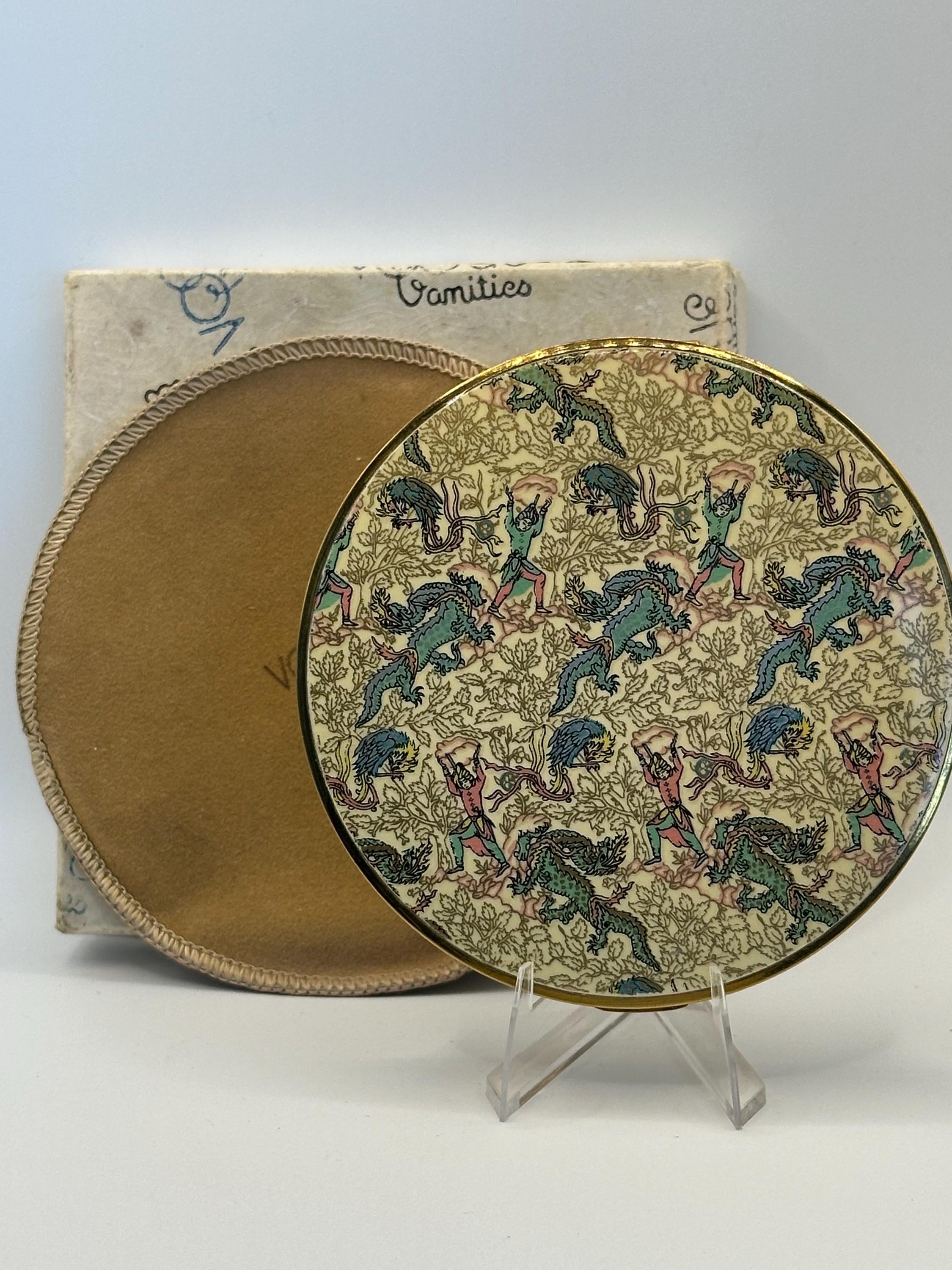 Vintage Vogue Vanities Persian Design Powder Compact – 10cm, Boxed with Original Pouch