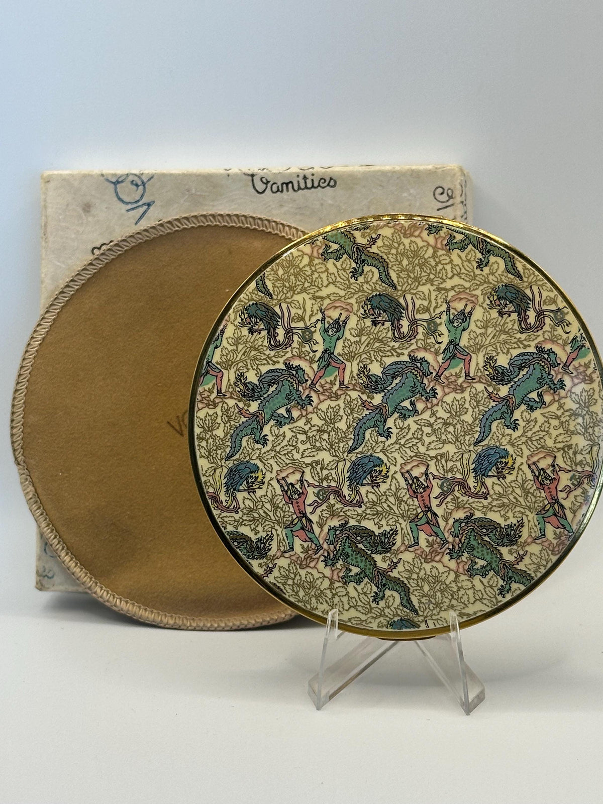 Vintage Vogue Vanities Persian Design Powder Compact – 10cm, Boxed with Original Pouch