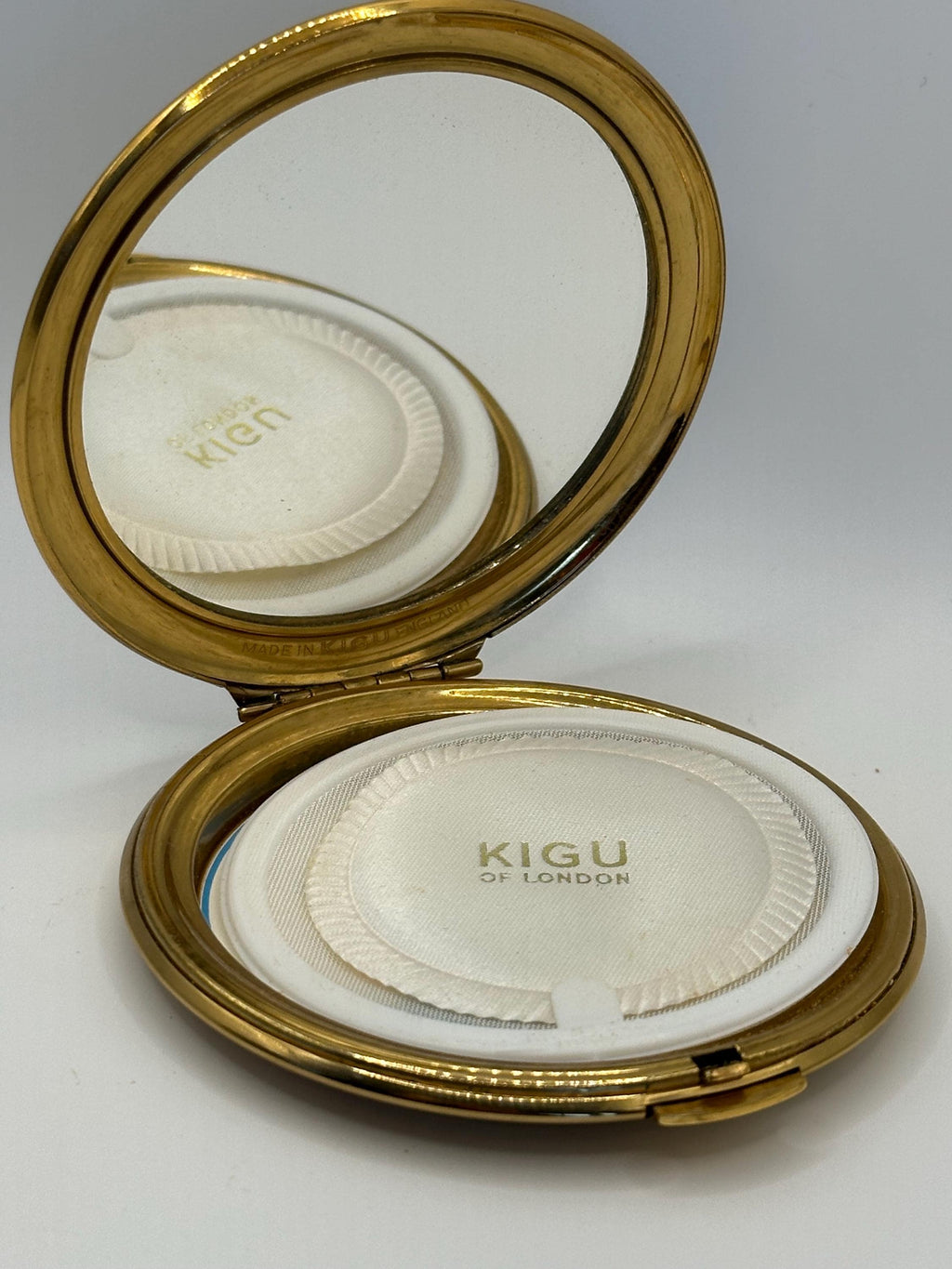 Vintage Kigu Powder Compact: Blue Enamel Starburst Design, Unused, Boxed
